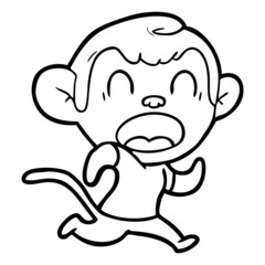shouting cartoon monkey running