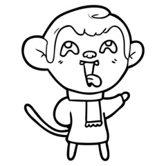 Obraz premium crazy cartoon monkey wearing scarf