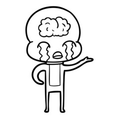 cartoon big brain alien crying
