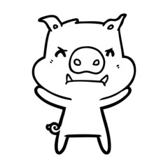 angry cartoon pig