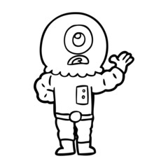 cartoon cyclops alien spaceman