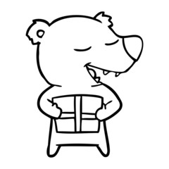 cartoon polar bear with present
