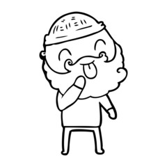 man with beard sticking out tongue