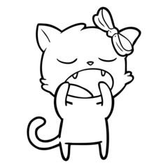 cartoon yawning cat