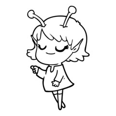 smiling alien girl cartoon