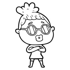 cartoon woman wearing spectacles