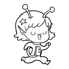 happy alien girl cartoon