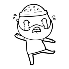 cartoon bearded man crying