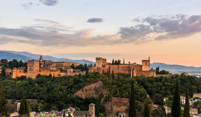 Fototapeta premium Alhambra of granada during sunset time,Spain