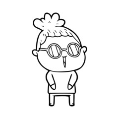 Obraz premium cartoon woman wearing spectacles
