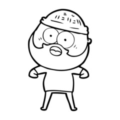cartoon surprised bearded man
