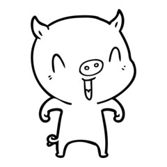 happy cartoon pig
