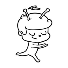 friendly cartoon spaceman running