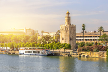 Seville city skyline during sunset,Andalusia,Spain 