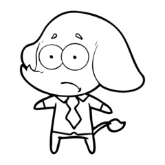 cartoon unsure elephant in shirt and tie
