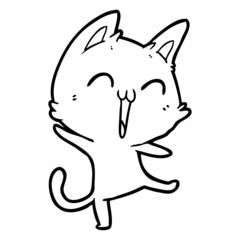happy cartoon cat meowing