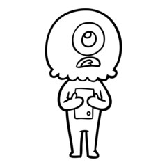 cartoon cyclops alien spaceman
