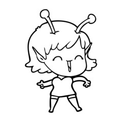 cartoon alien girl laughing