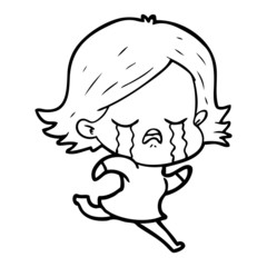 cartoon girl crying whilst running
