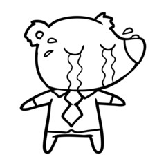 cartoon crying bear in shirt