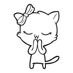 cartoon cat with bow on head