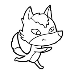 friendly cartoon wolf running