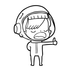 cartoon astronaut woman explaining