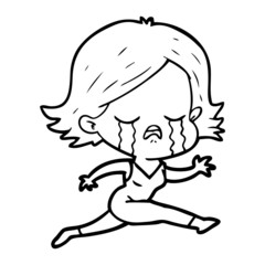cartoon girl crying whilst running