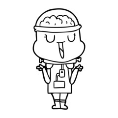 happy cartoon robot shrugging shoulders