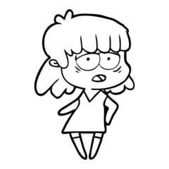 cartoon tired woman