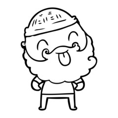 man with beard sticking out tongue