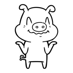 nervous cartoon pig