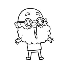 cartoon joyful man with beard