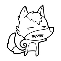 cartoon wolf showing teeth