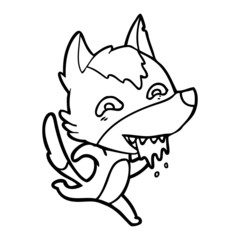 cartoon hungry wolf running