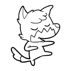 friendly cartoon fox dancing