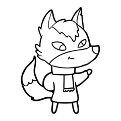 friendly cartoon wolf