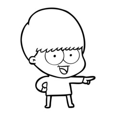 happy cartoon boy pointing