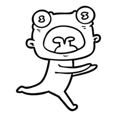 cartoon weird alien running away