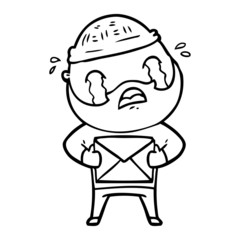 cartoon bearded man crying