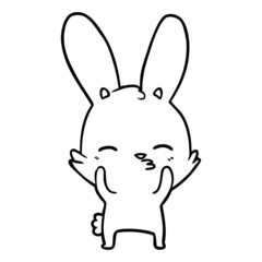 curious waving bunny cartoon