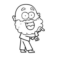 cartoon crazy happy man with beard
