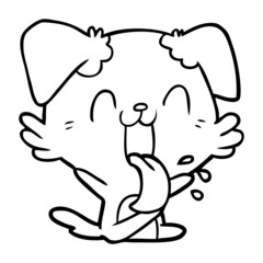 cartoon panting dog sitting