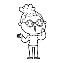 cartoon surprised woman wearing spectacles