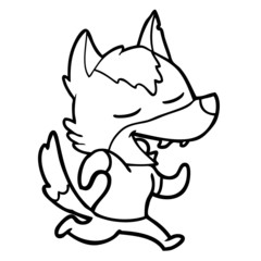cartoon running wolf laughing