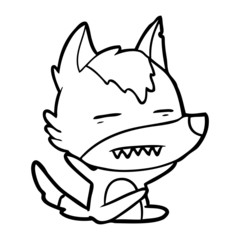 cartoon wolf showing teeth