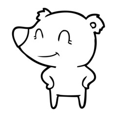 friendly bear with hands on hips