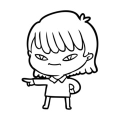 Obraz premium cartoon pointing woman