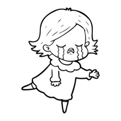 Obraz premium cartoon girl crying