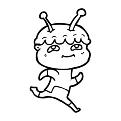 friendly cartoon spaceman running